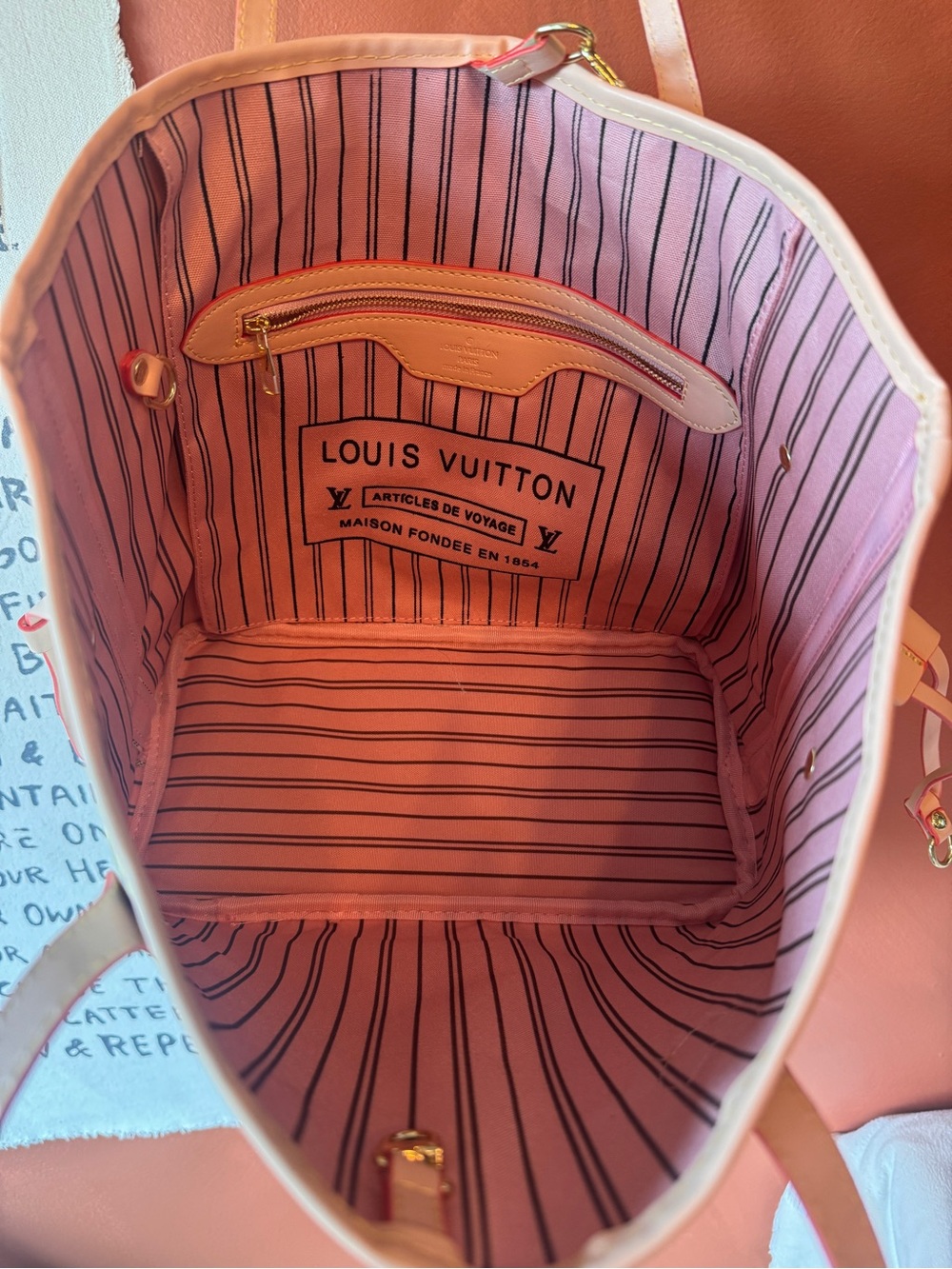 Louis Vuitton Damier Azur Tote with Pink Trim and Pouch - Picture 4 of 10